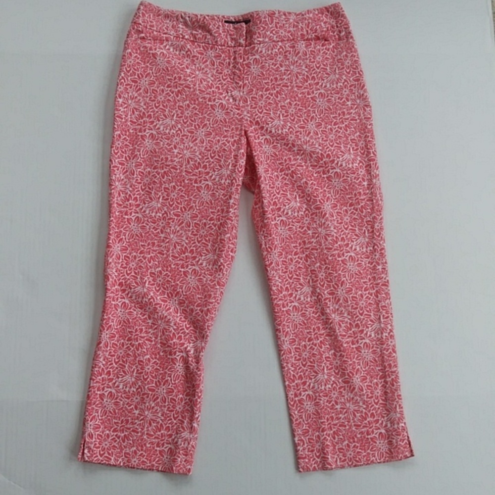 Rafaella Floral Capri Pants 6 Red White